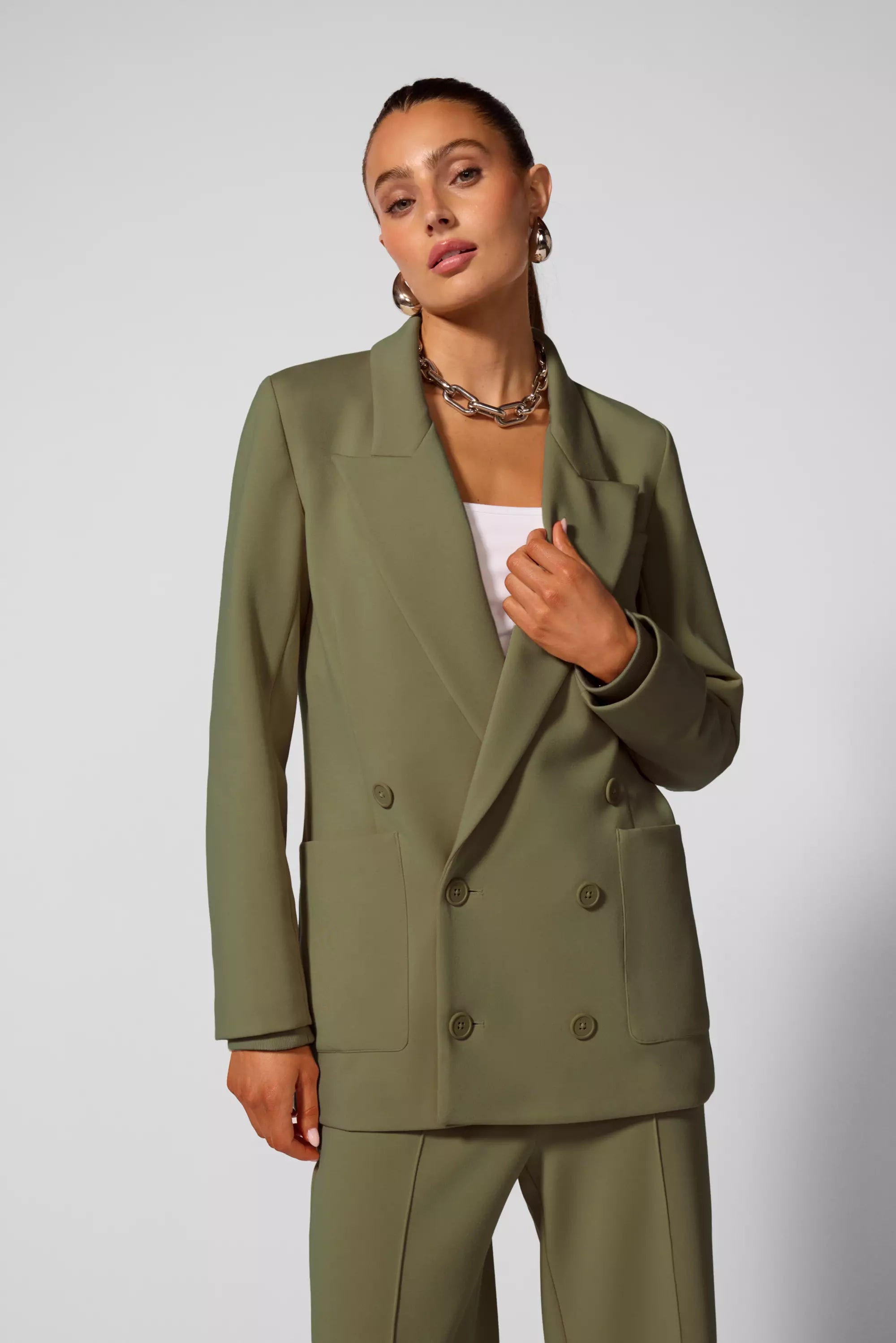 Double Breasted Blazer - Ivy Green