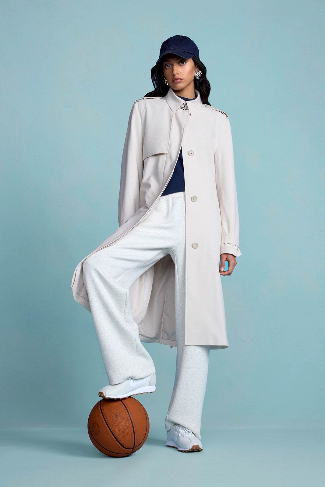 Ripstop Trench Coat - Moonbeam