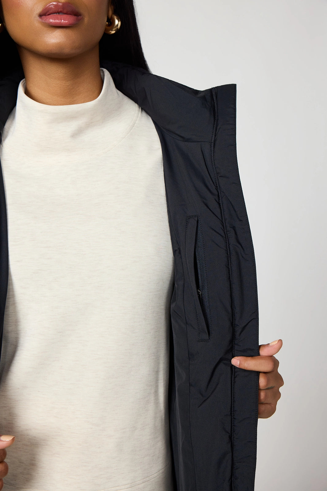 Long Full Zip Jacket - Black