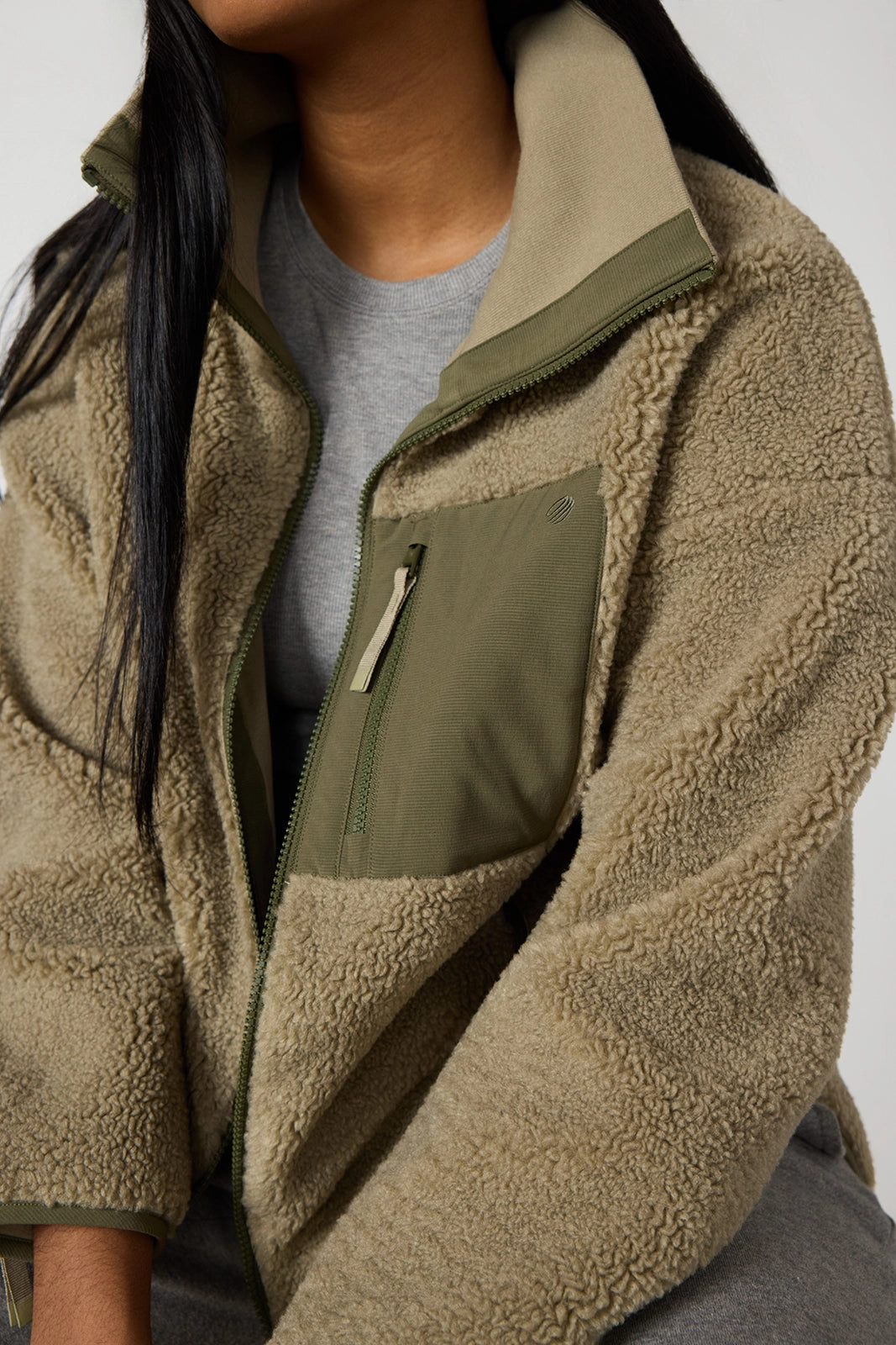 Berber Colour Block Jacket - Silver Sage