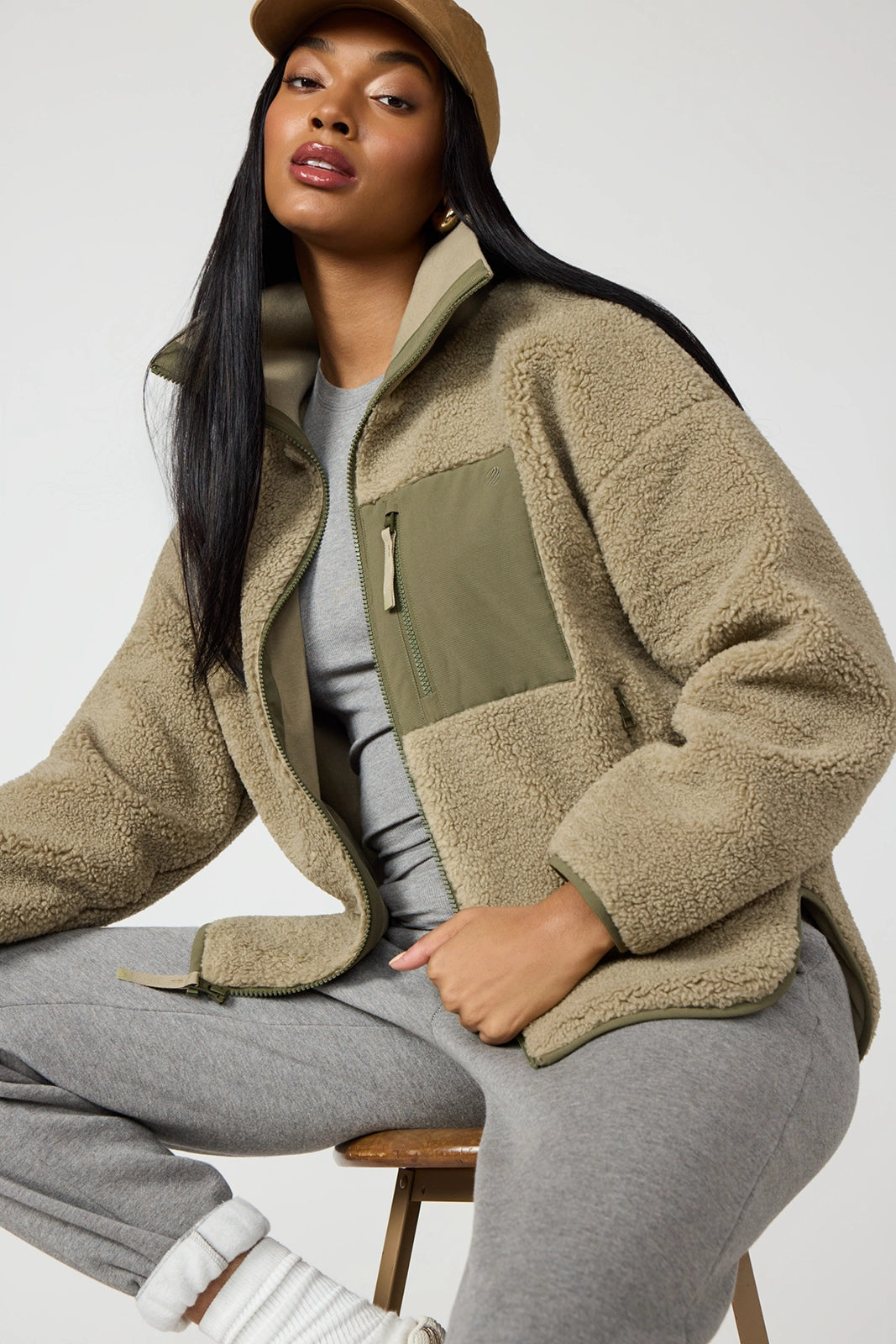 Berber Colour Block Jacket - Silver Sage