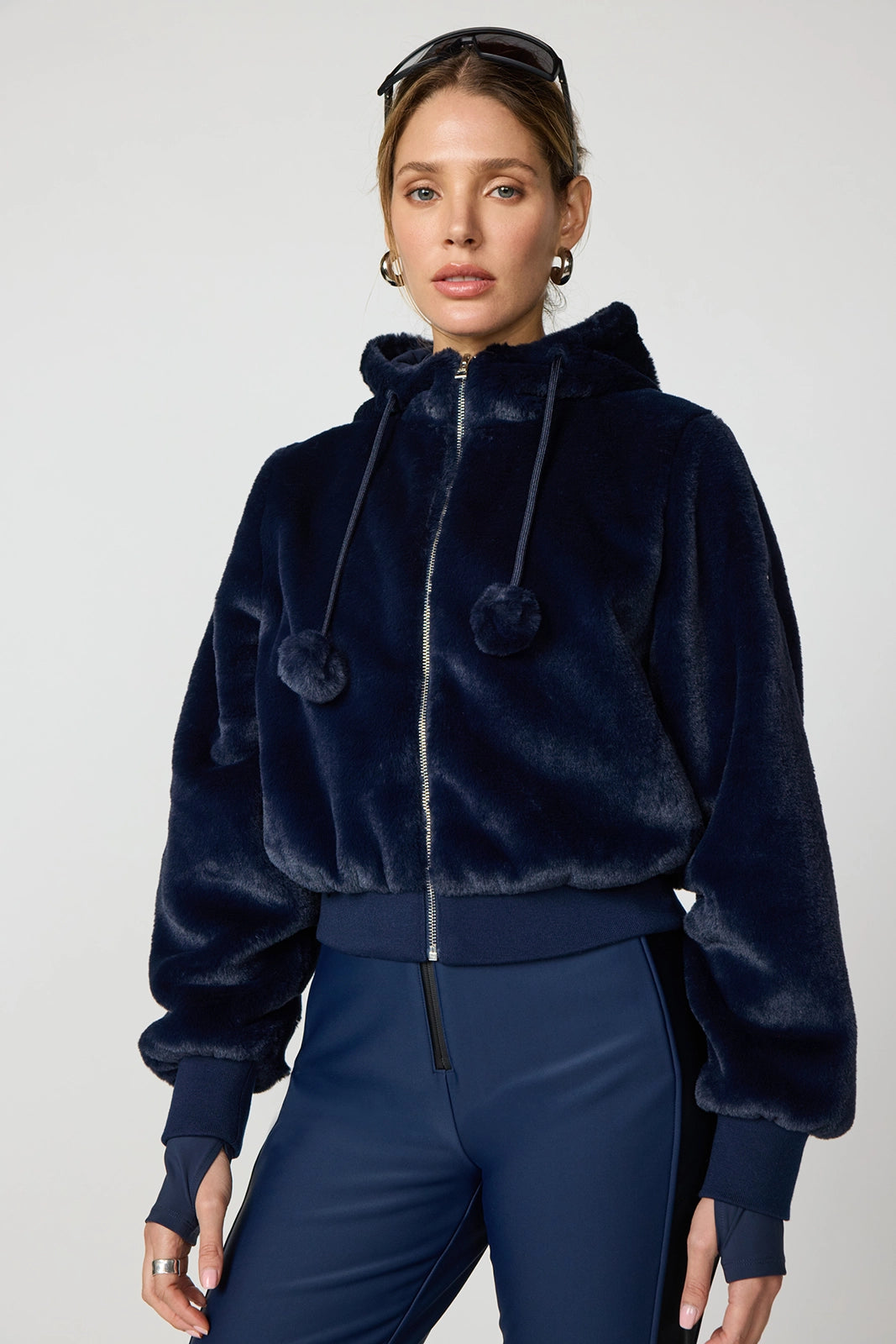 Plush Bomber Jacket - Navy Blazer