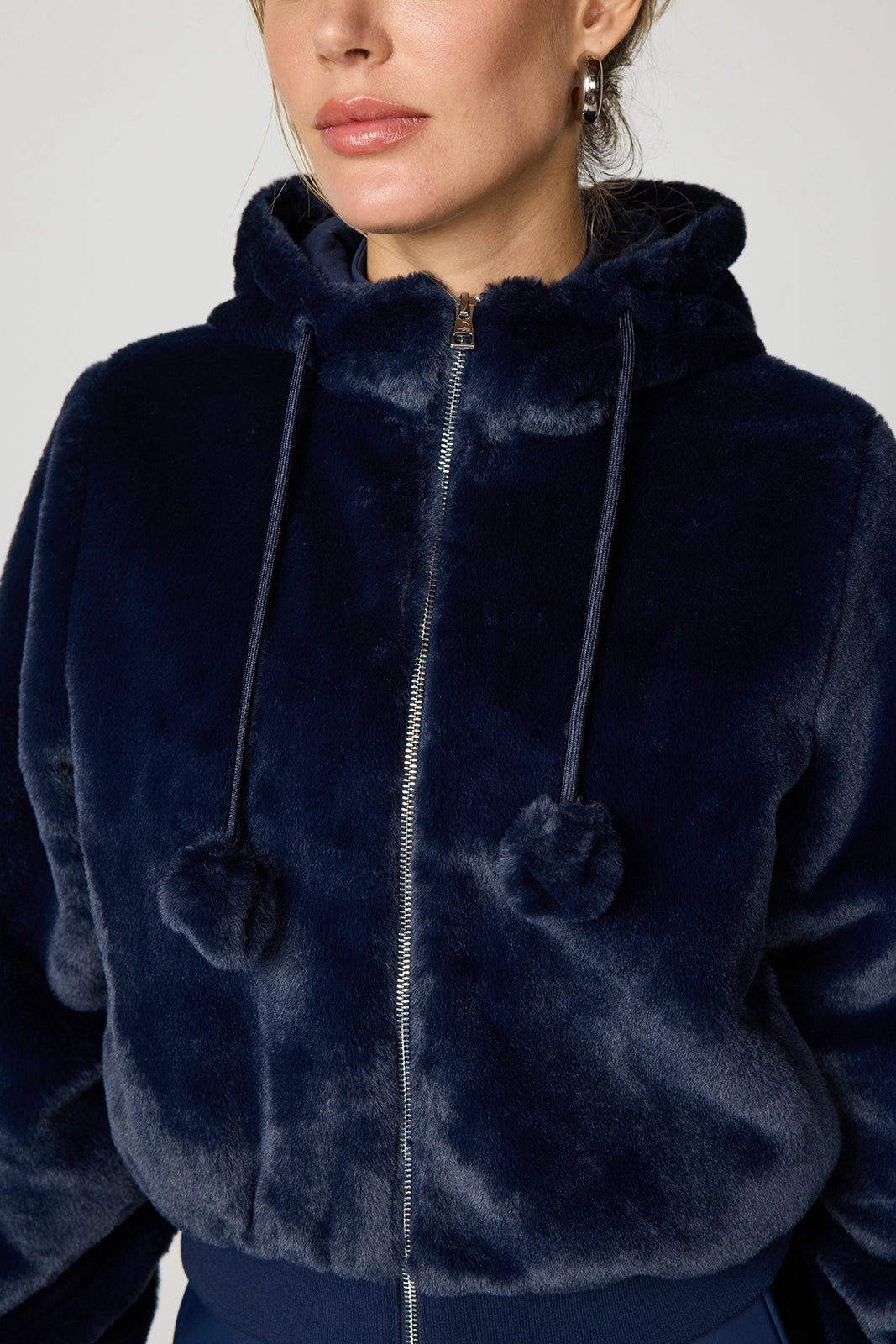 Plush Bomber Jacket - Navy Blazer