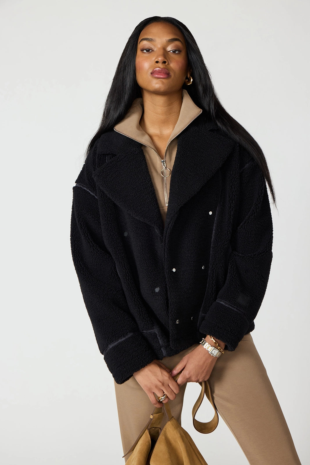 Sherpa Biker Jacket - Black