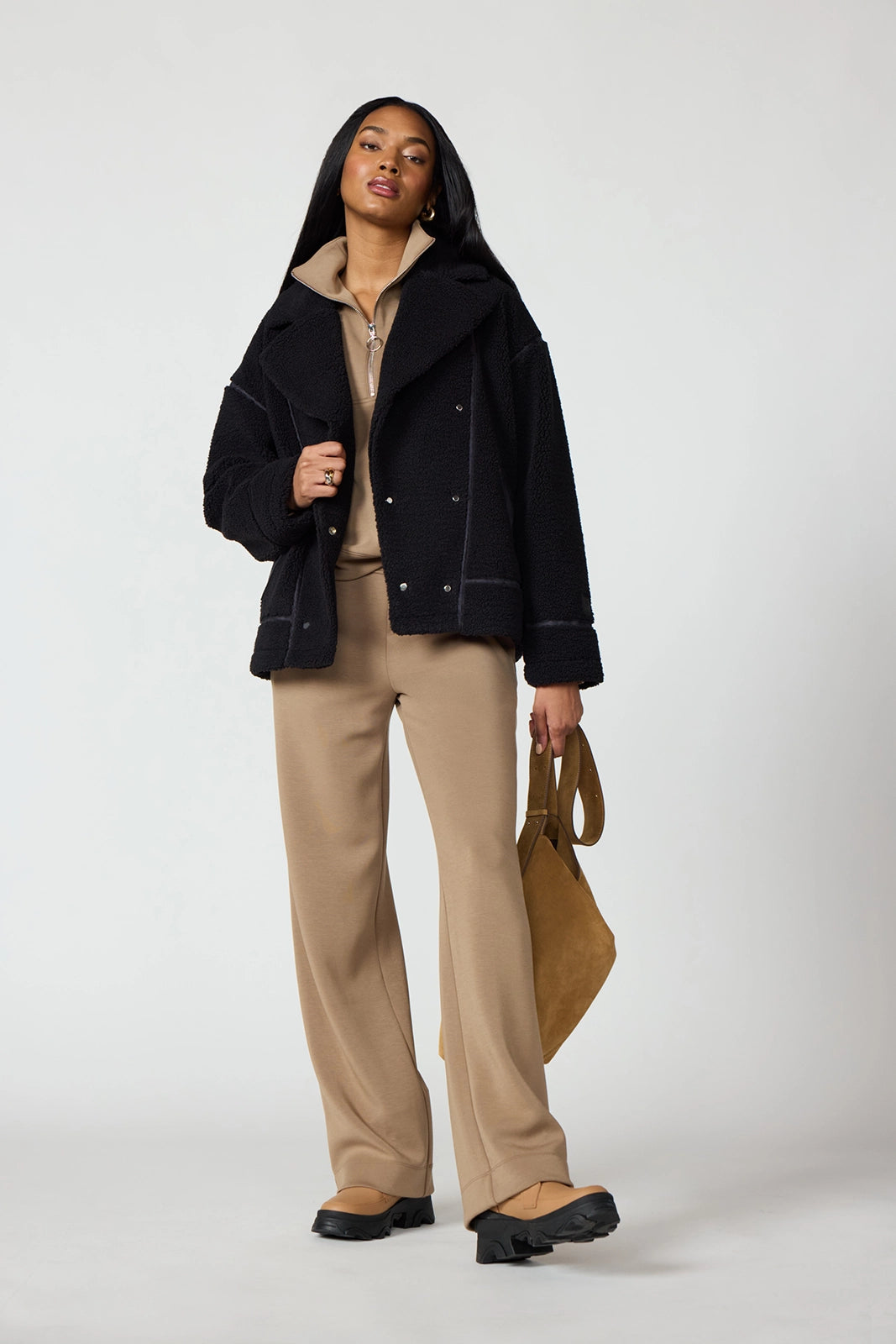 Sherpa Biker Jacket - Black