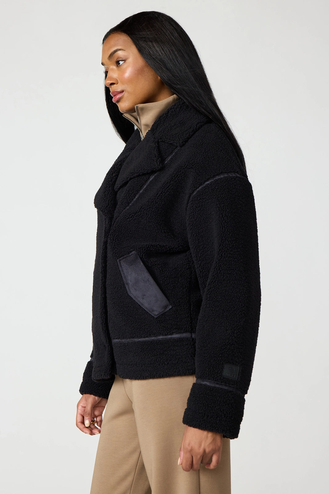 Sherpa Biker Jacket - Black
