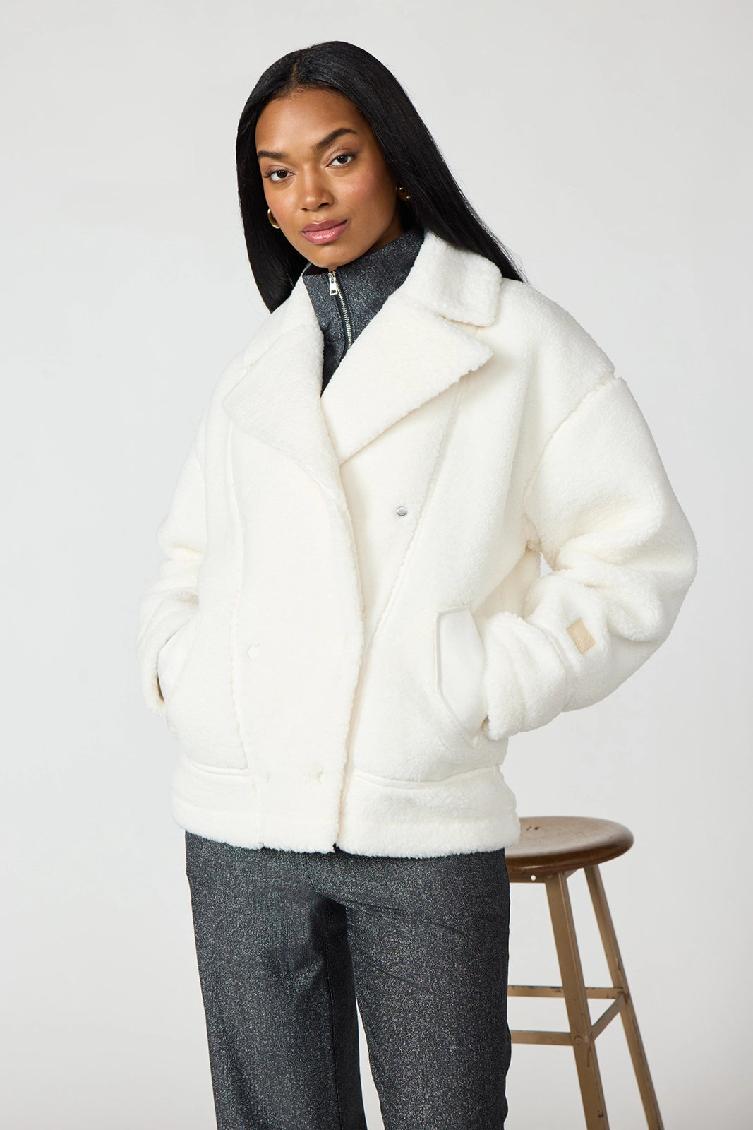 Sherpa Biker Jacket - Vanilla