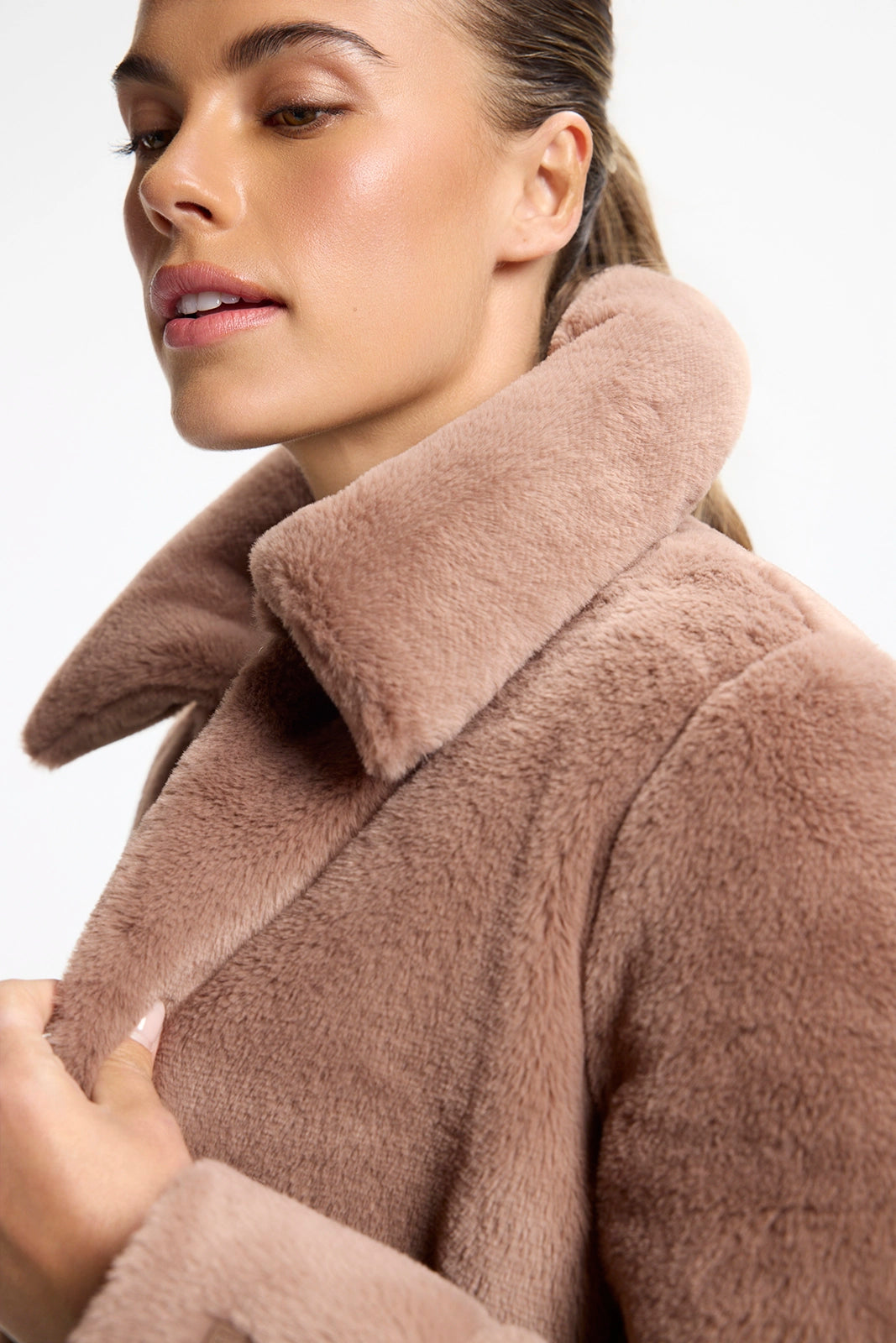 Plush Cropped Jacket - Brownie