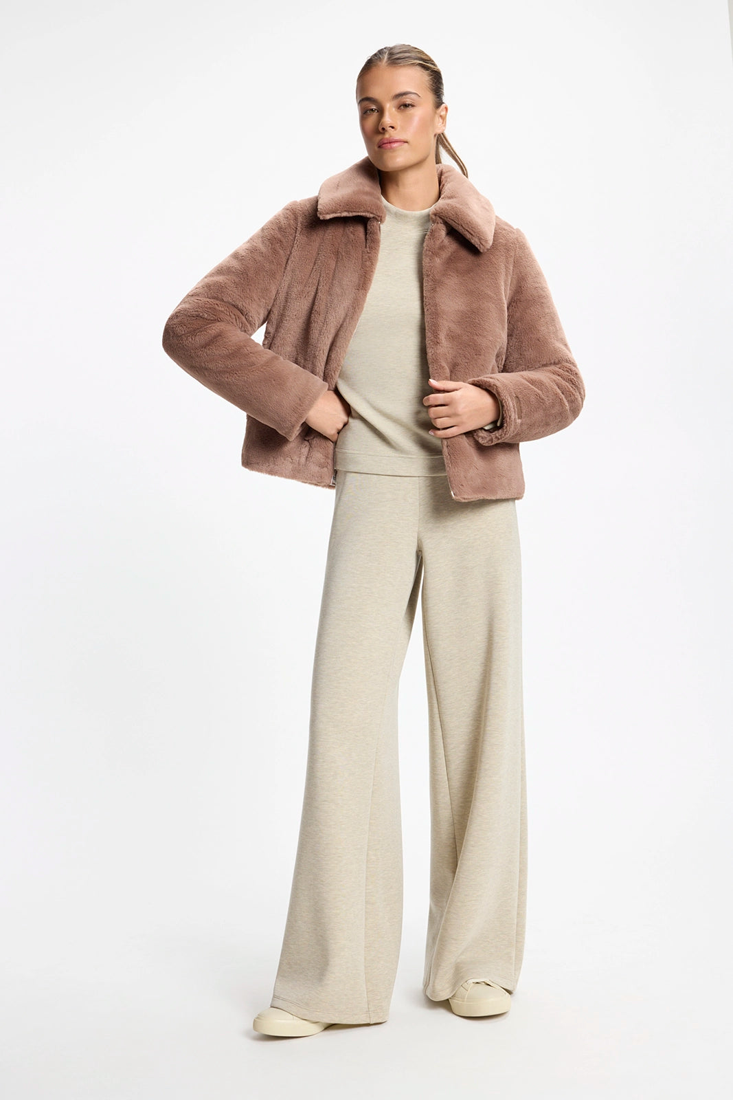 Plush Cropped Jacket - Brownie