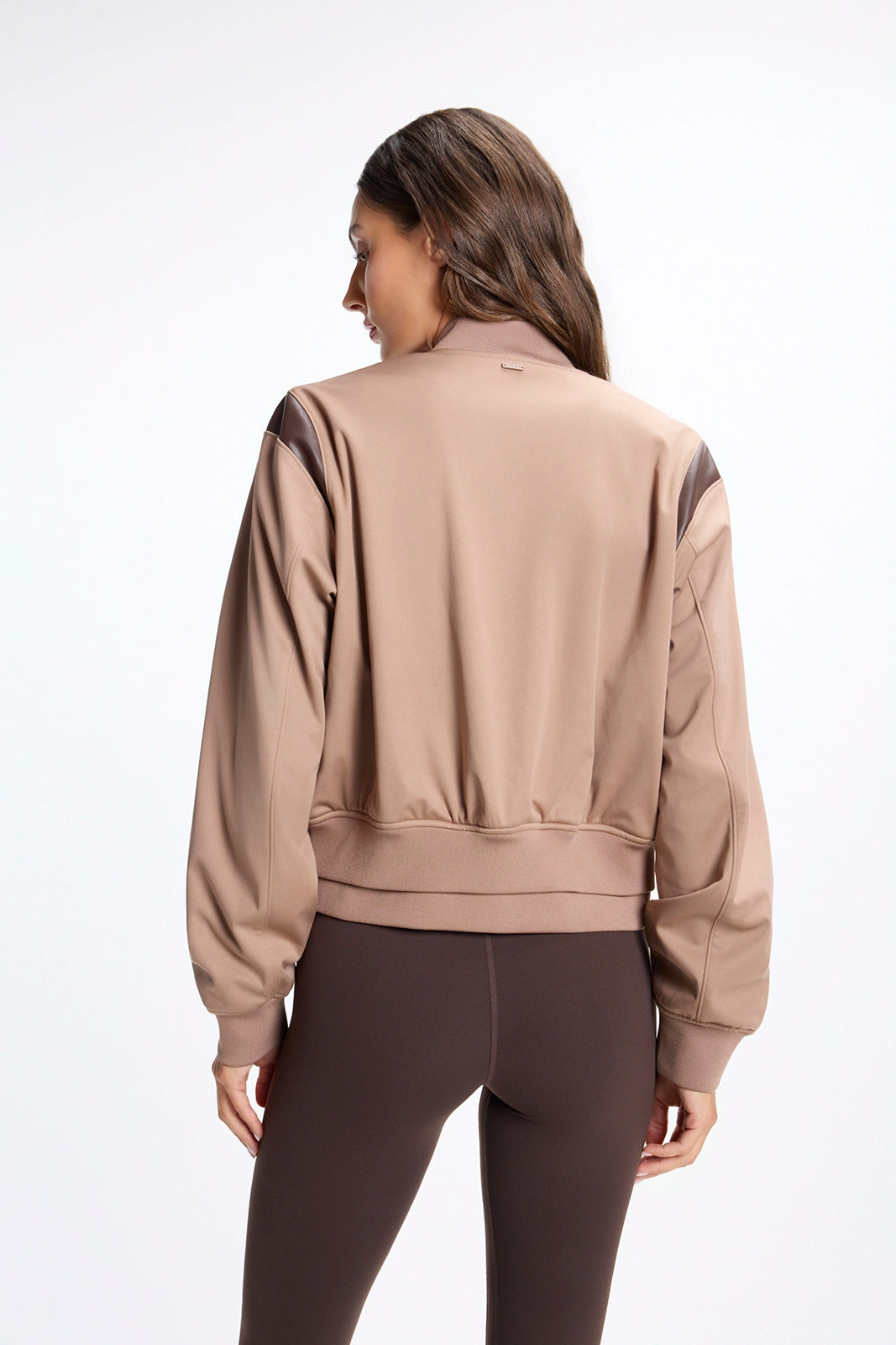Colour Block Varsity Bomber - Brownie/Java