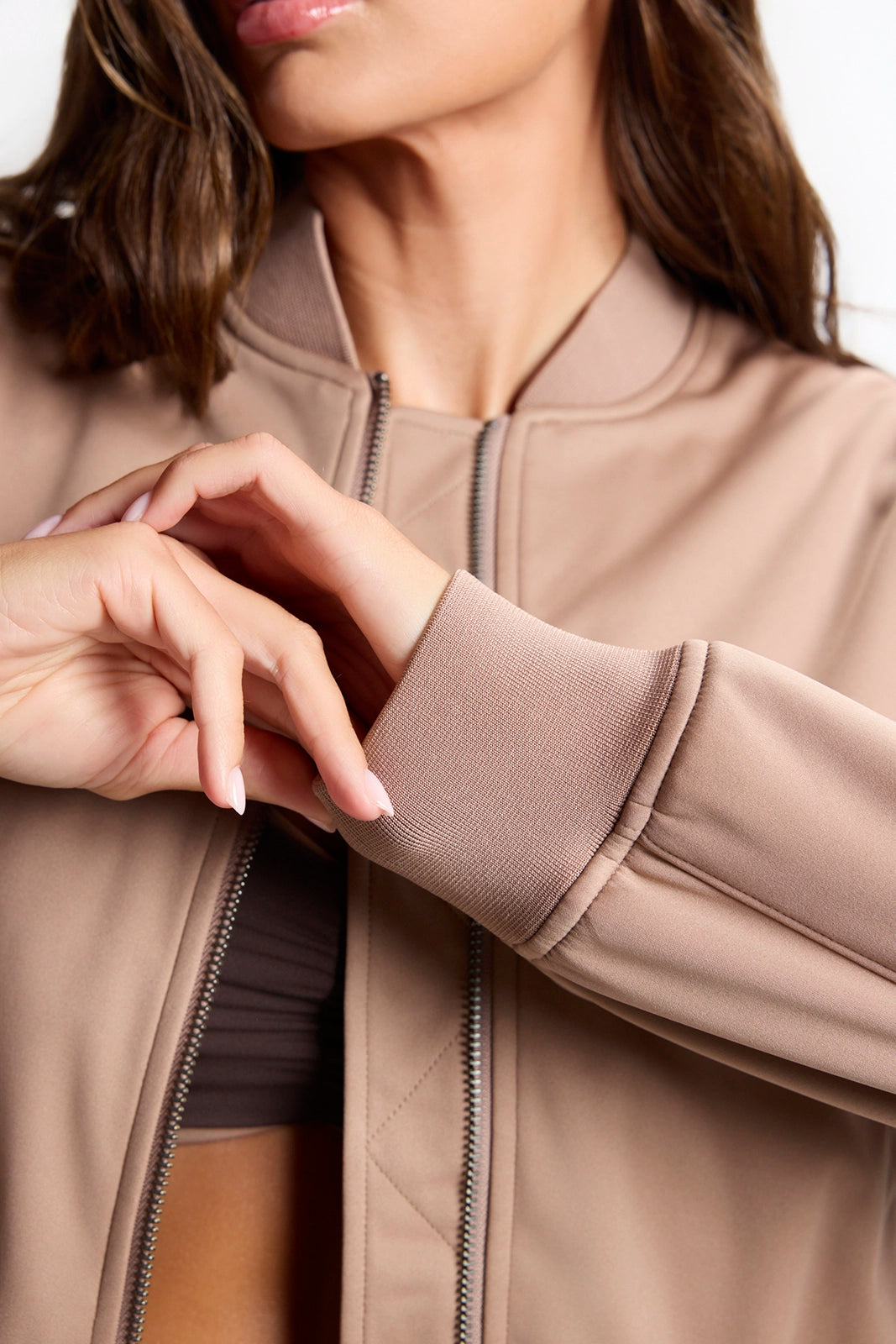 Colour Block Varsity Bomber - Brownie/Java