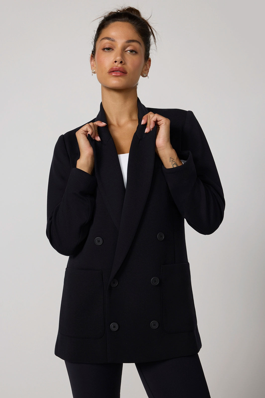 Performance Double Breasted Blazer - Black