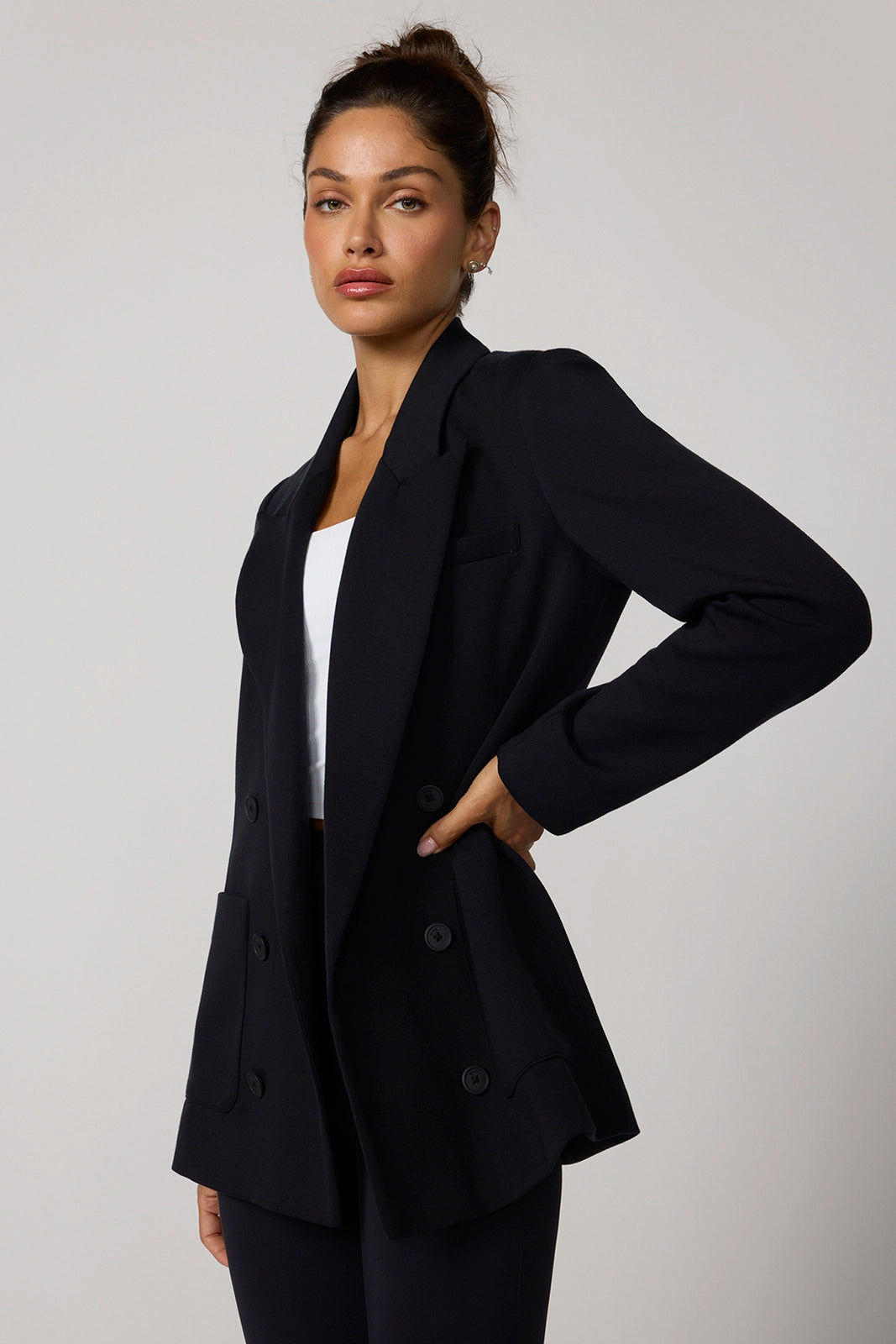 Performance Double Breasted Blazer - Black