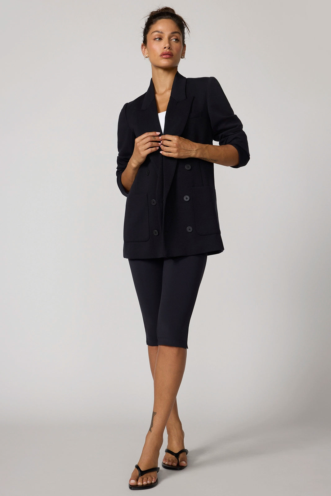 Performance Double Breasted Blazer - Black