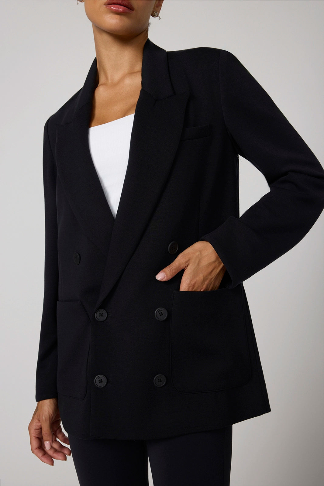 Performance Double Breasted Blazer - Black