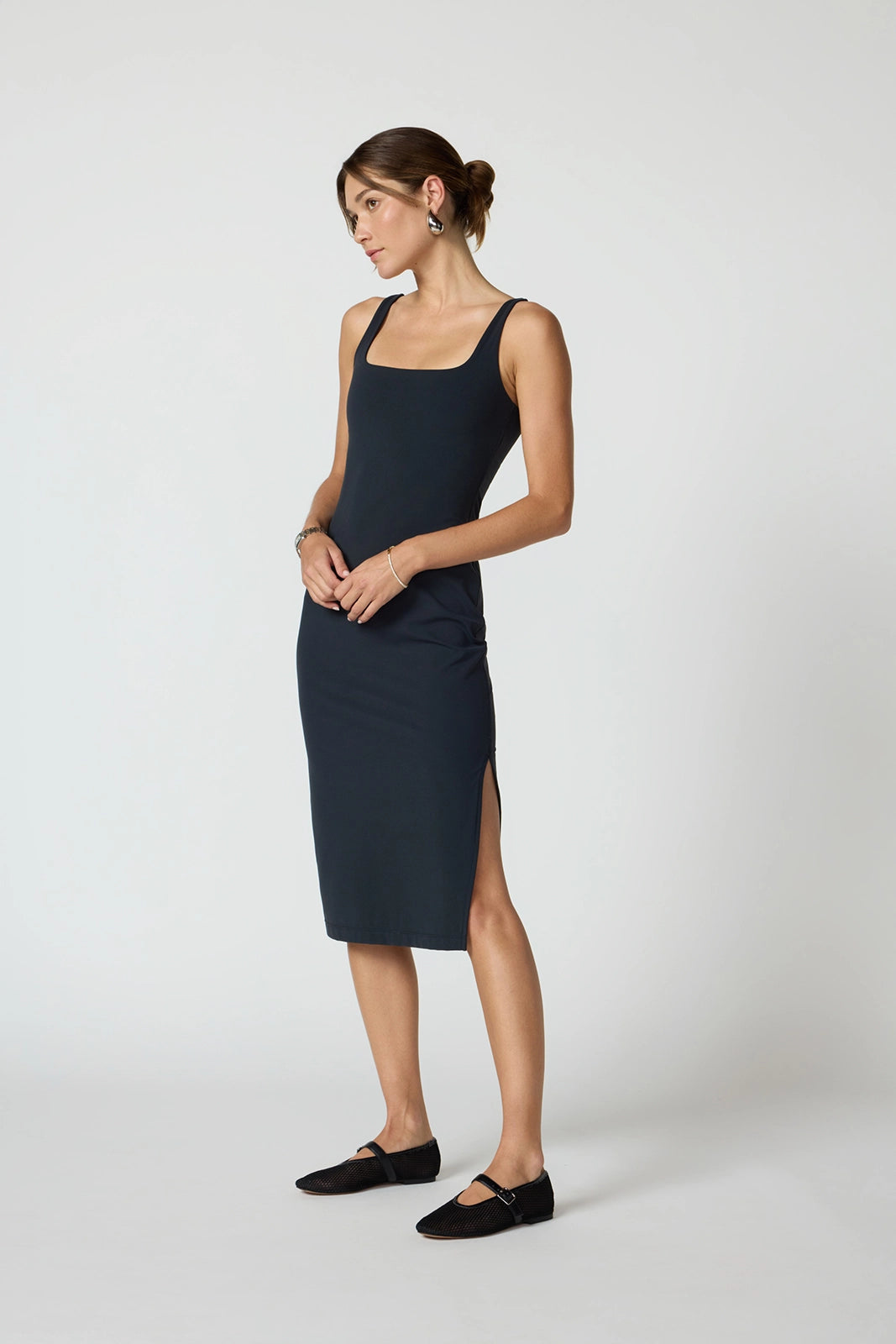 Cloud Dress with Slit & Support - Black