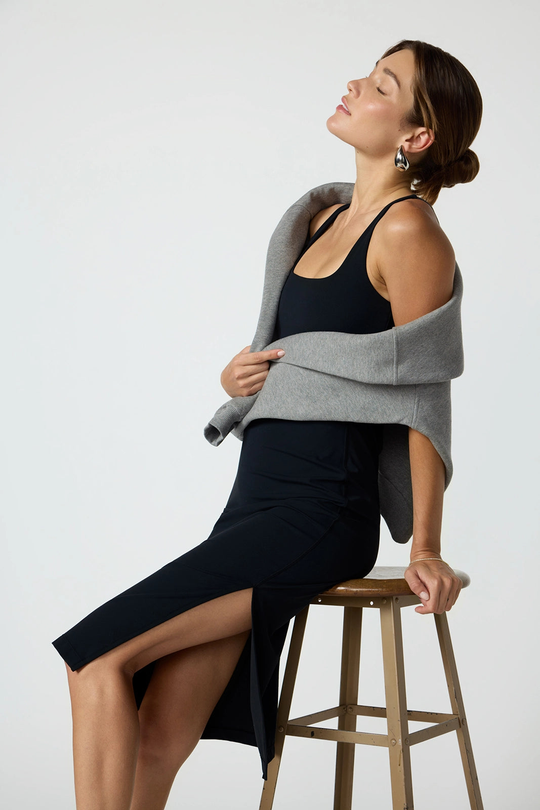 Cloud Dress with Slit & Support - Black