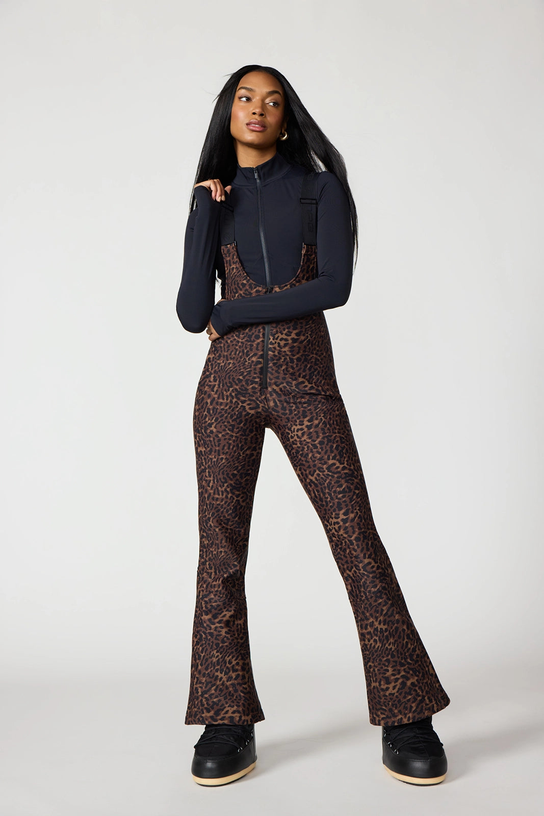 MPG Mini Flare Ski Bib - Caribou Leopard Print