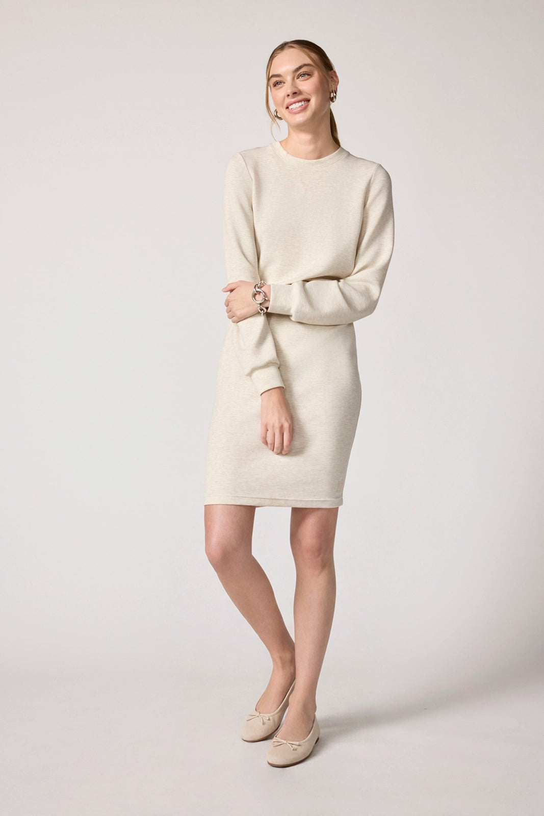 Dreamweave™ Long Sleeve Dress - Htr Brown Rice