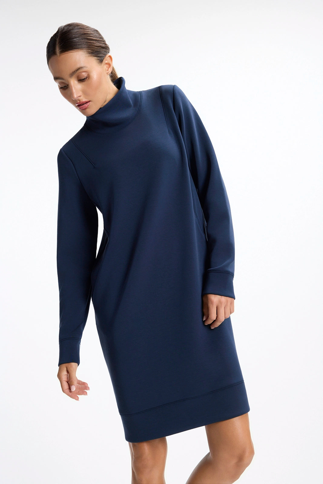 Dreamweave™ Long Sleeve Mock Neck Dress - Navy Blazer