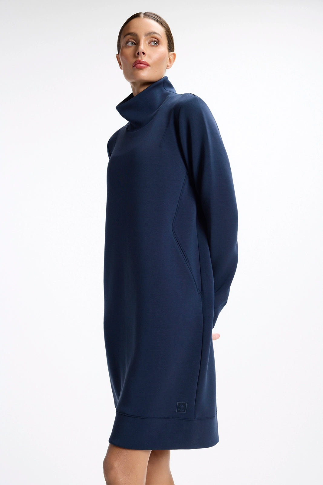 Dreamweave™ Long Sleeve Mock Neck Dress - Navy Blazer