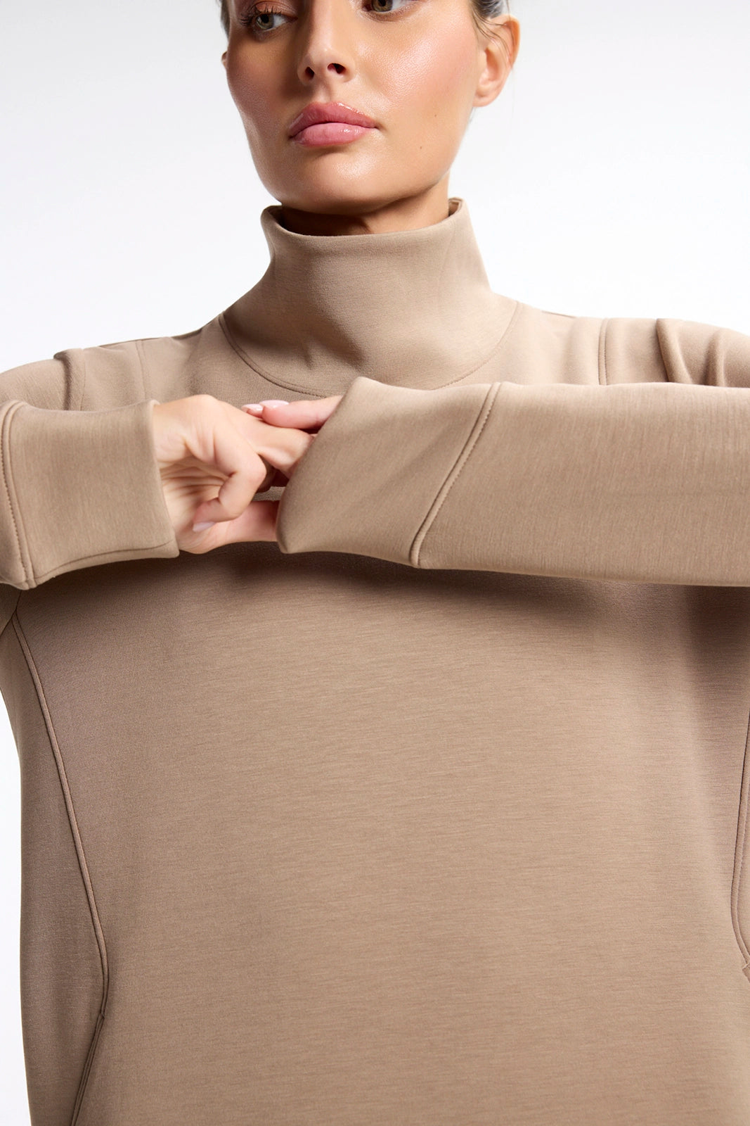 Dreamweave™ Long Sleeve Mock Neck Dress - Caribou