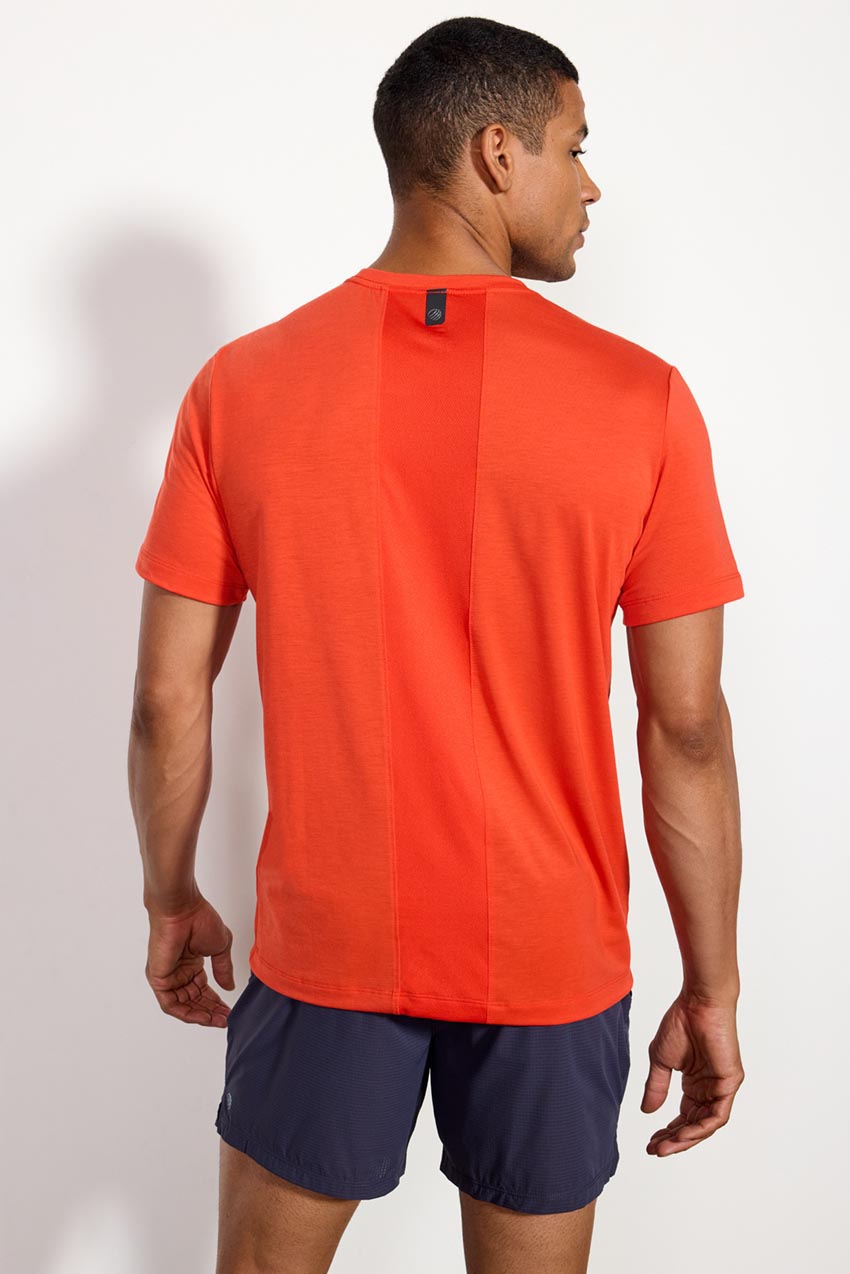 Dynamic Recycled Polyester Mesh Panel Crew Neck Tee