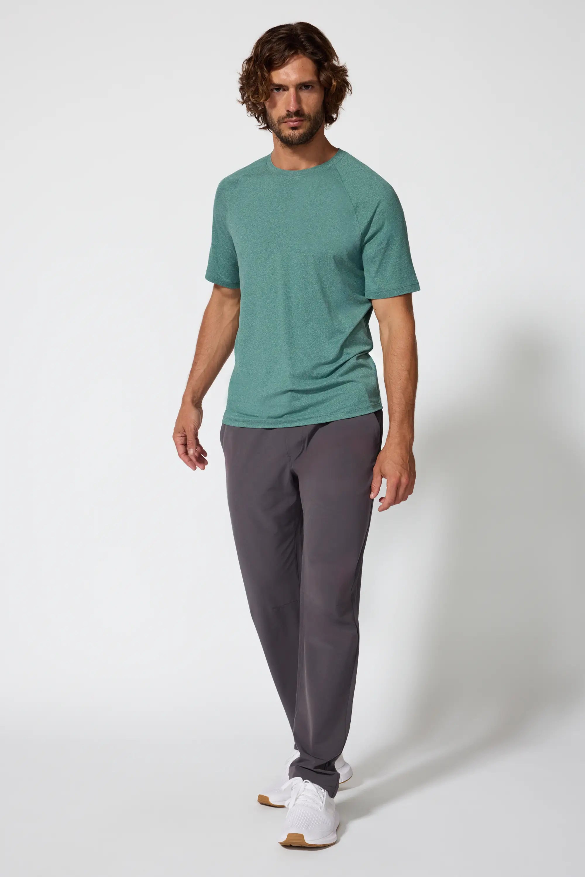 Pace Long Sleeve Tech Tee - Htr Rain Forest