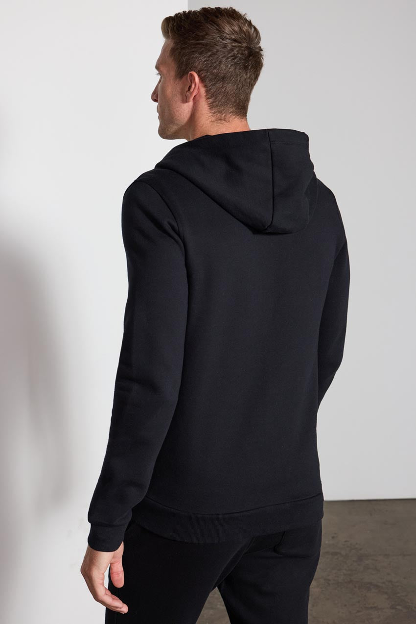 Comfort Men's Fleece Zip-Up Hoodie - Black