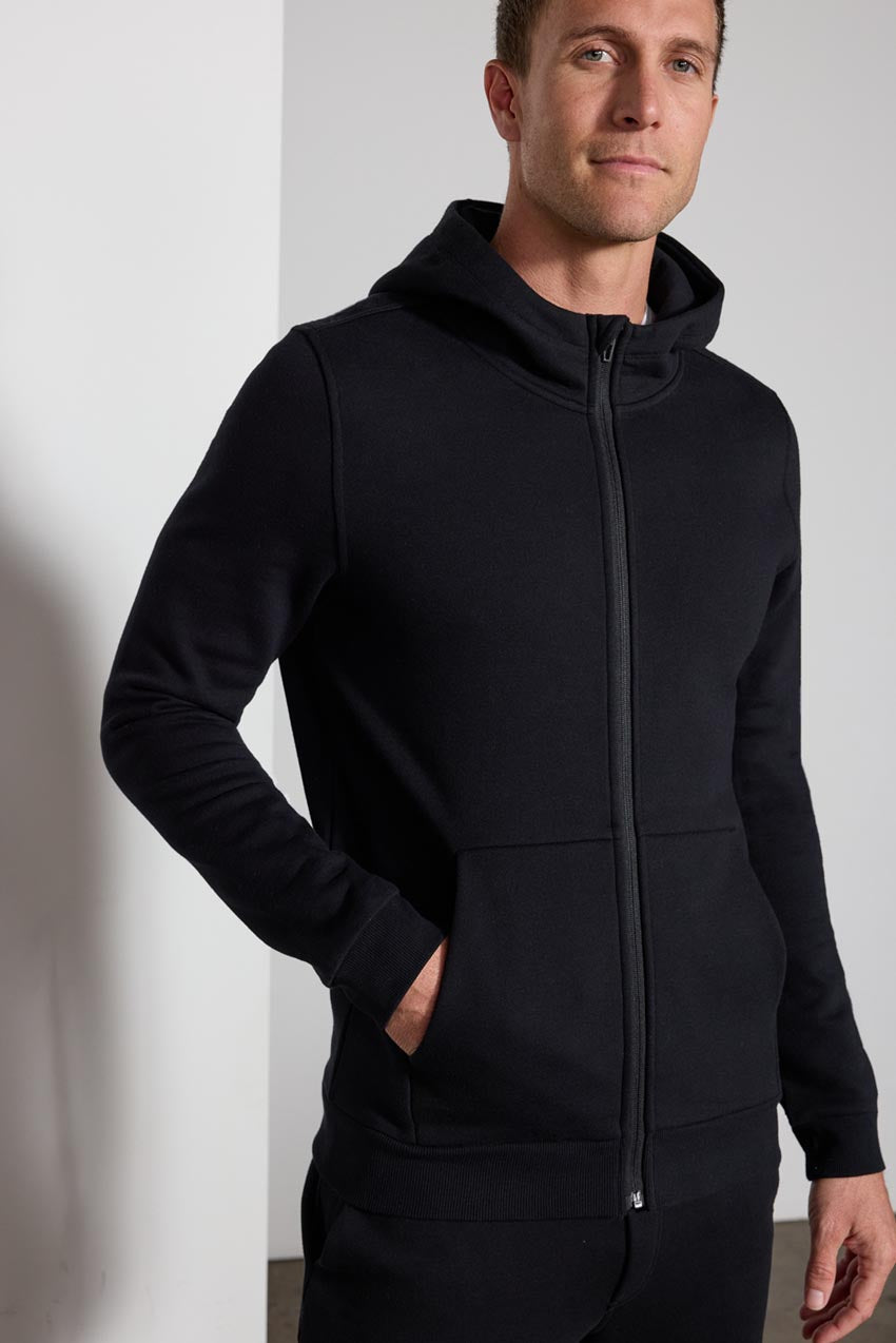 Comfort Men's Fleece Zip-Up Hoodie - Black