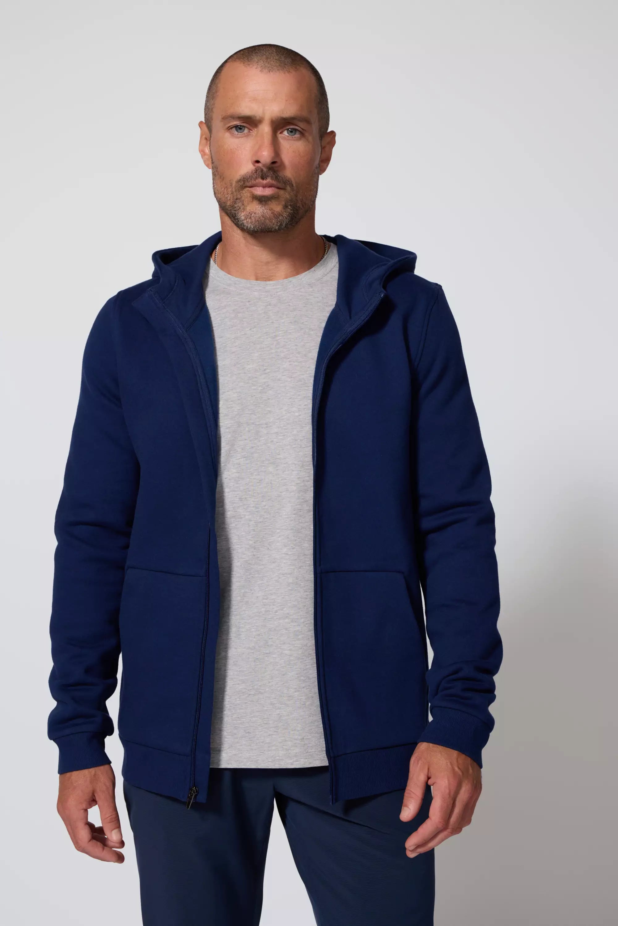 Comfort Men's Fleece Zip-Up Hoodie - Navy