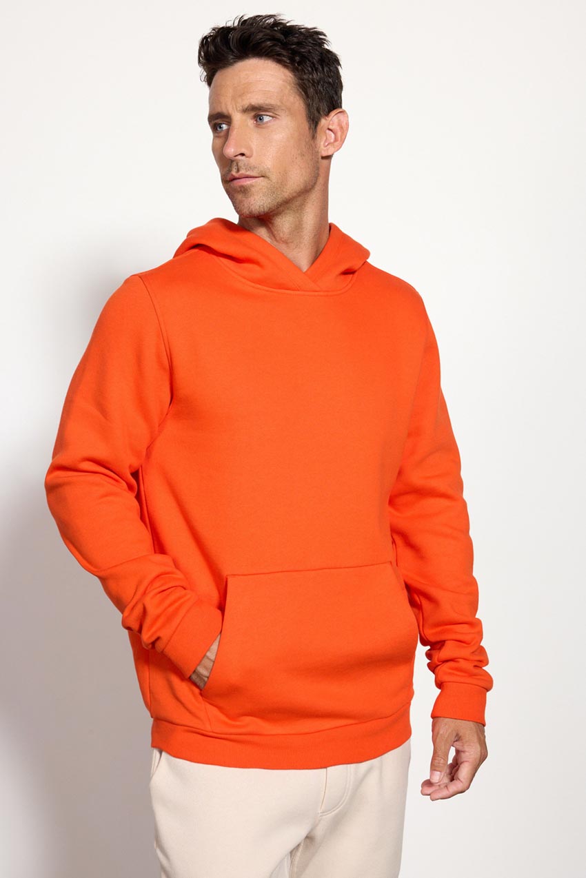 Comfort Men's Fleece Pullover Hoodie - Spicy Orange
