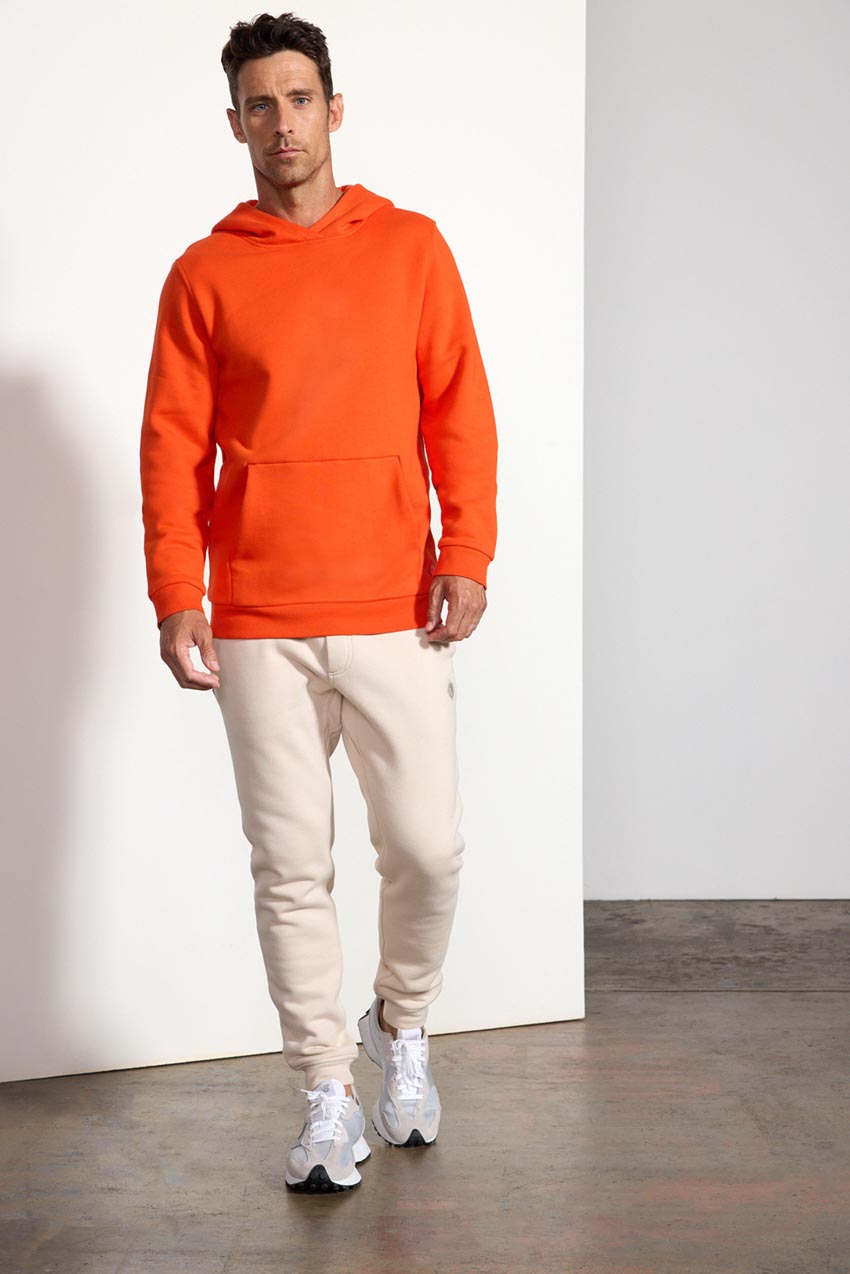 Comfort Men's Fleece Pullover Hoodie - Spicy Orange