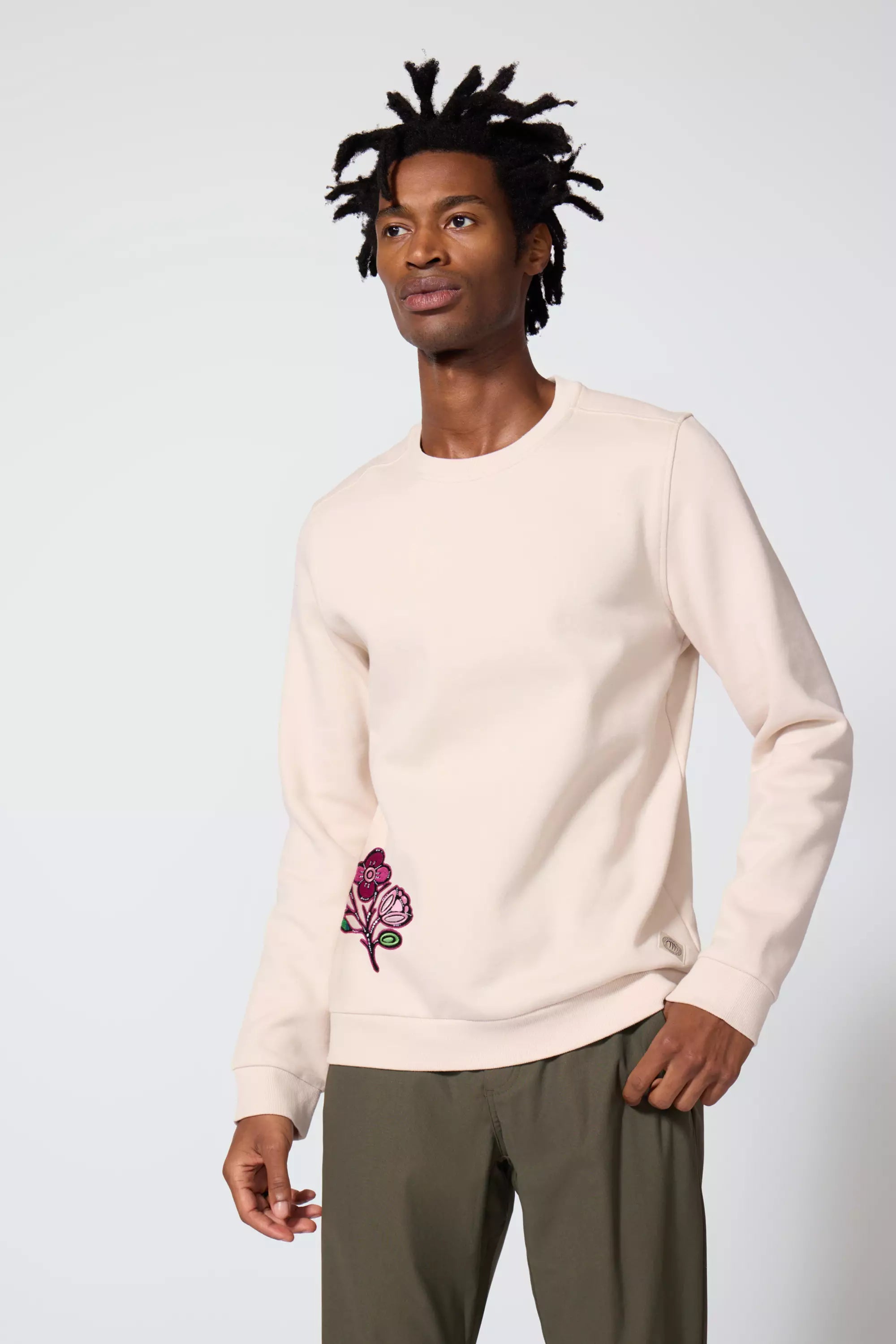 Sweat-shirt brodé de Luxefleece pour hommes - pierre