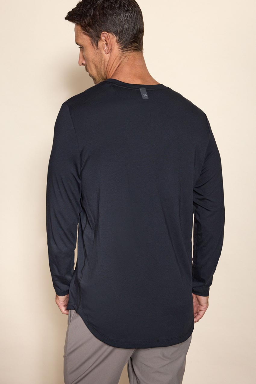 Pima Cotton Curved Hem Long Sleeve Tee