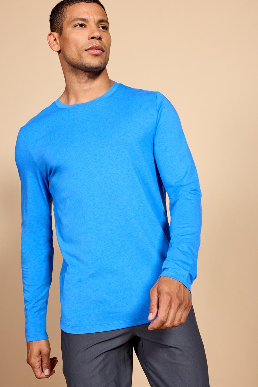 Pima Cotton Curved Hem Long Sleeve Tee