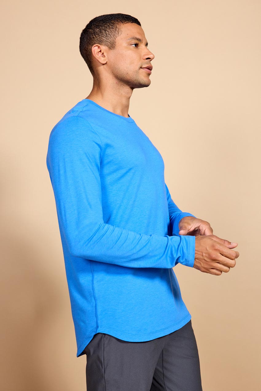 Pima Cotton Curved Hem Long Sleeve Tee