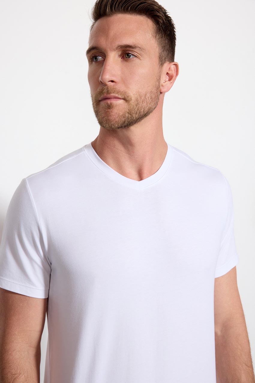 Pima Cotton V-Neck Tee - White