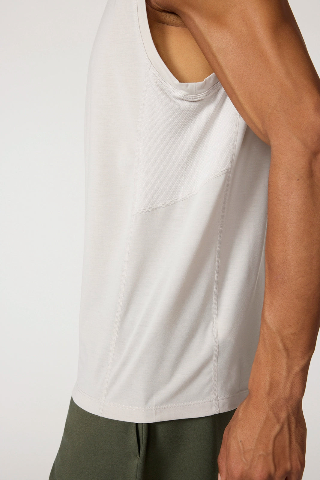Performance Knit Tank with Mesh Panel - Vapor