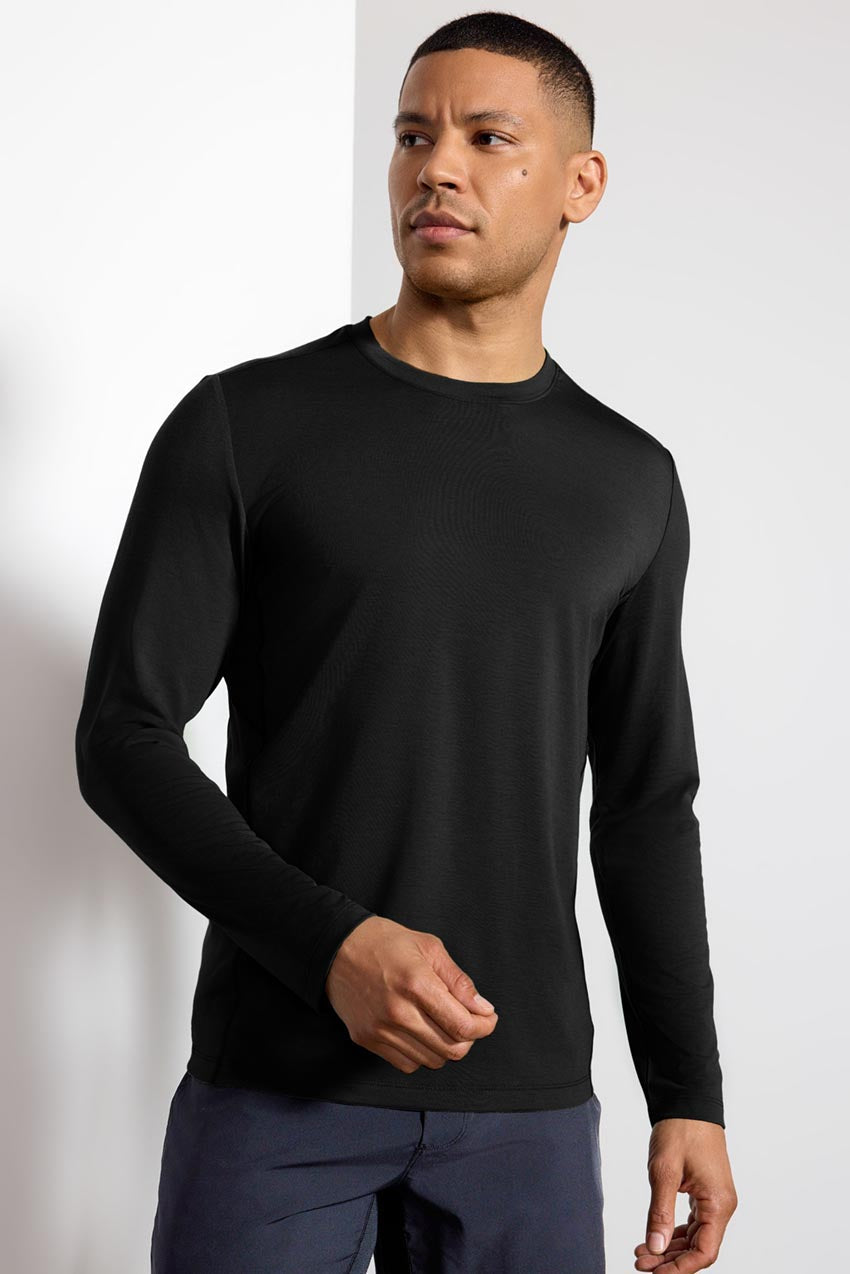 Performance Knit Men's Long Sleeve Tee - Black