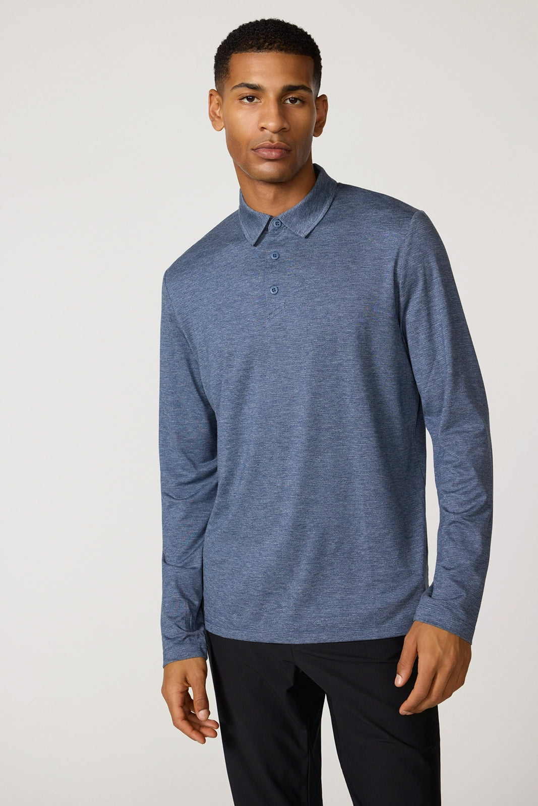 Triumph Long Sleeve Polo - Deep Navy Melange