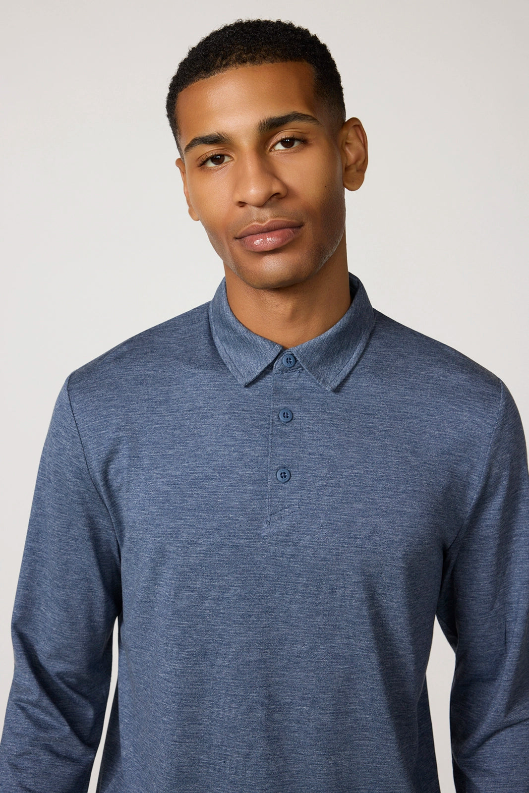 Triumph Long Sleeve Polo - Deep Navy Melange