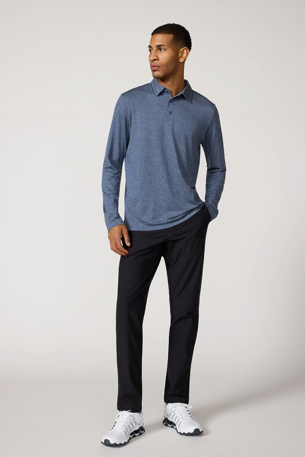 Triumph Long Sleeve Polo - Deep Navy Melange