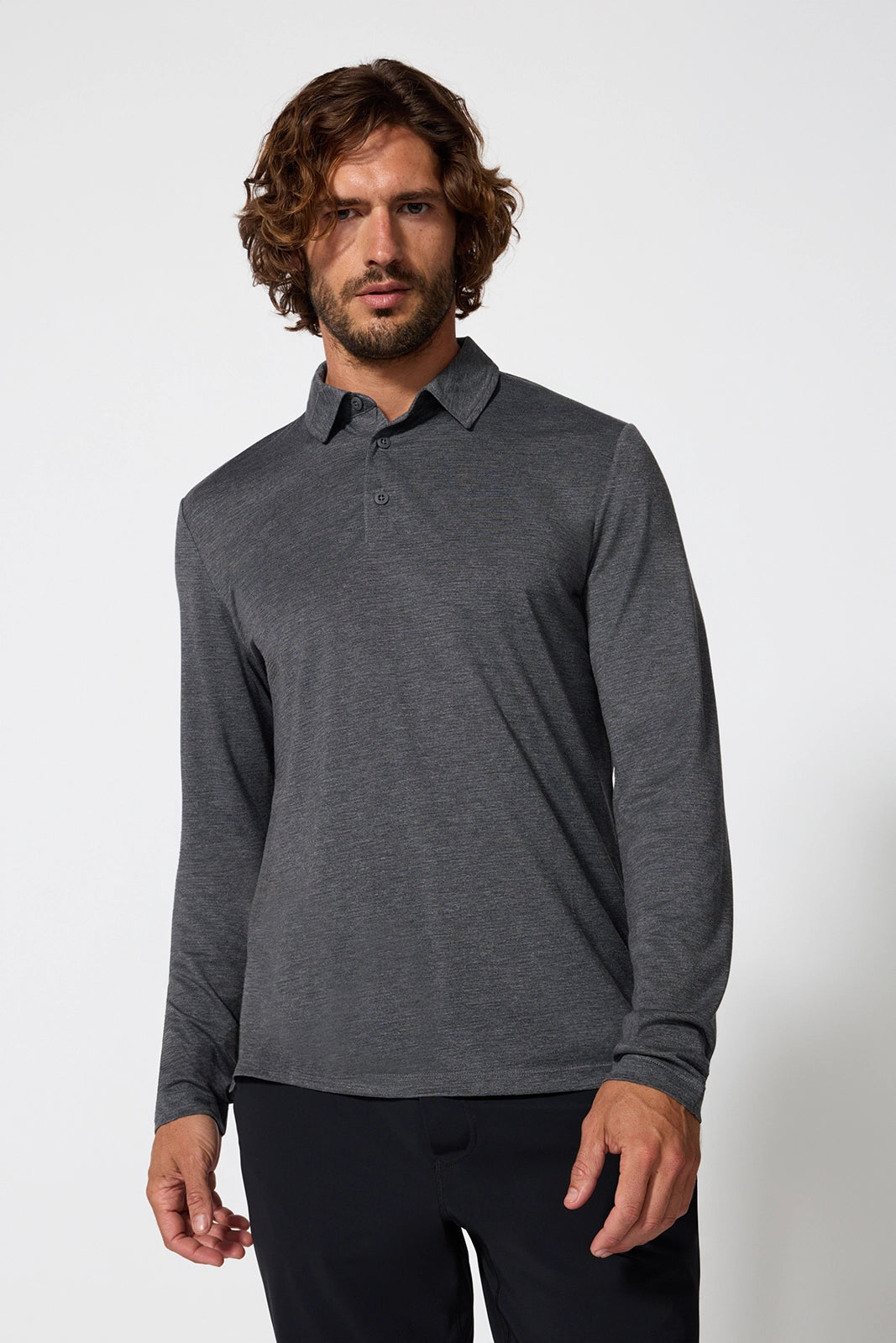 Triumph Long Sleeve Polo - Htr Black