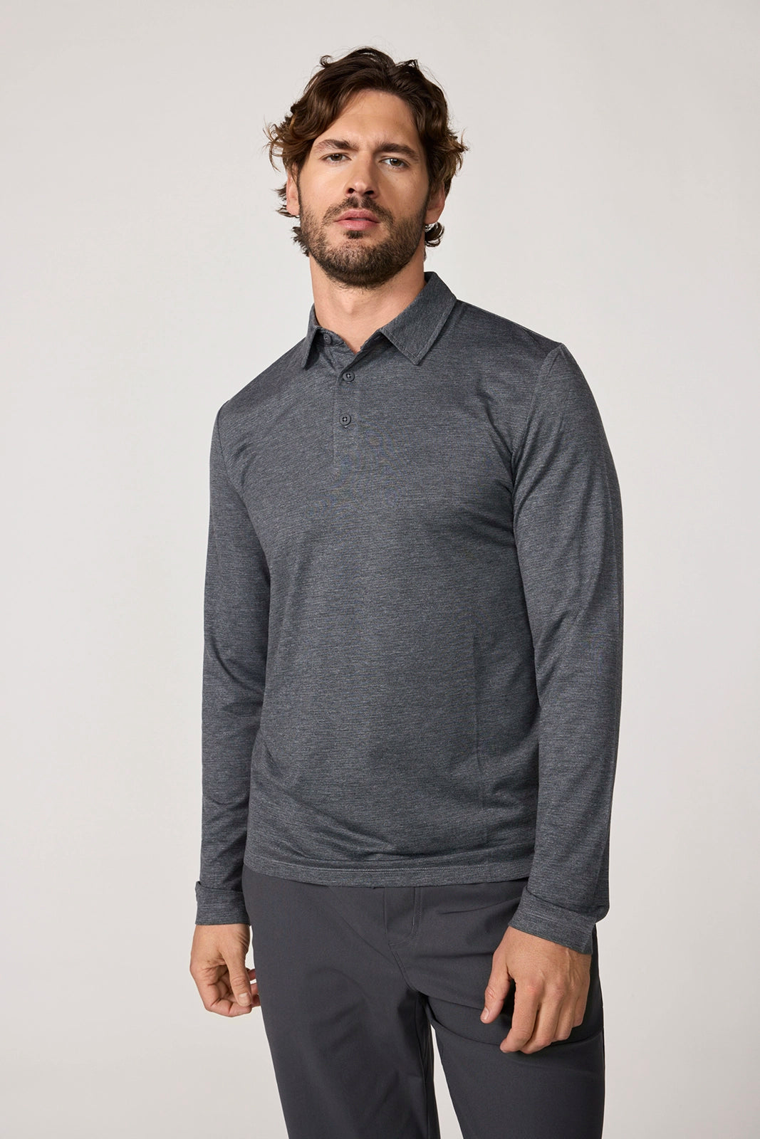 Triumph Long Sleeve Polo - Htr Black