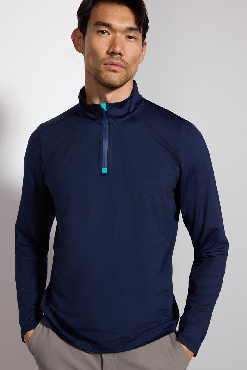 Drive Tech 1/4 Zip - Deep Navy/Water Garden