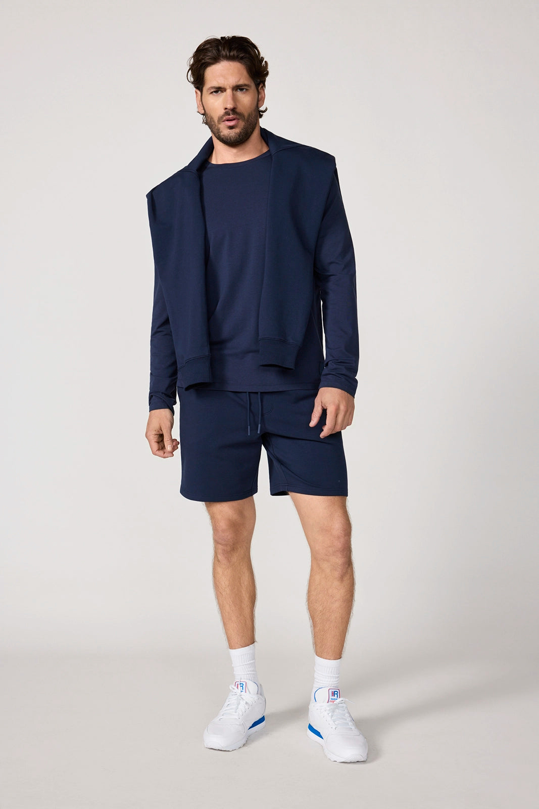 Pima Cotton Long Sleeve Tee - Navy Blazer