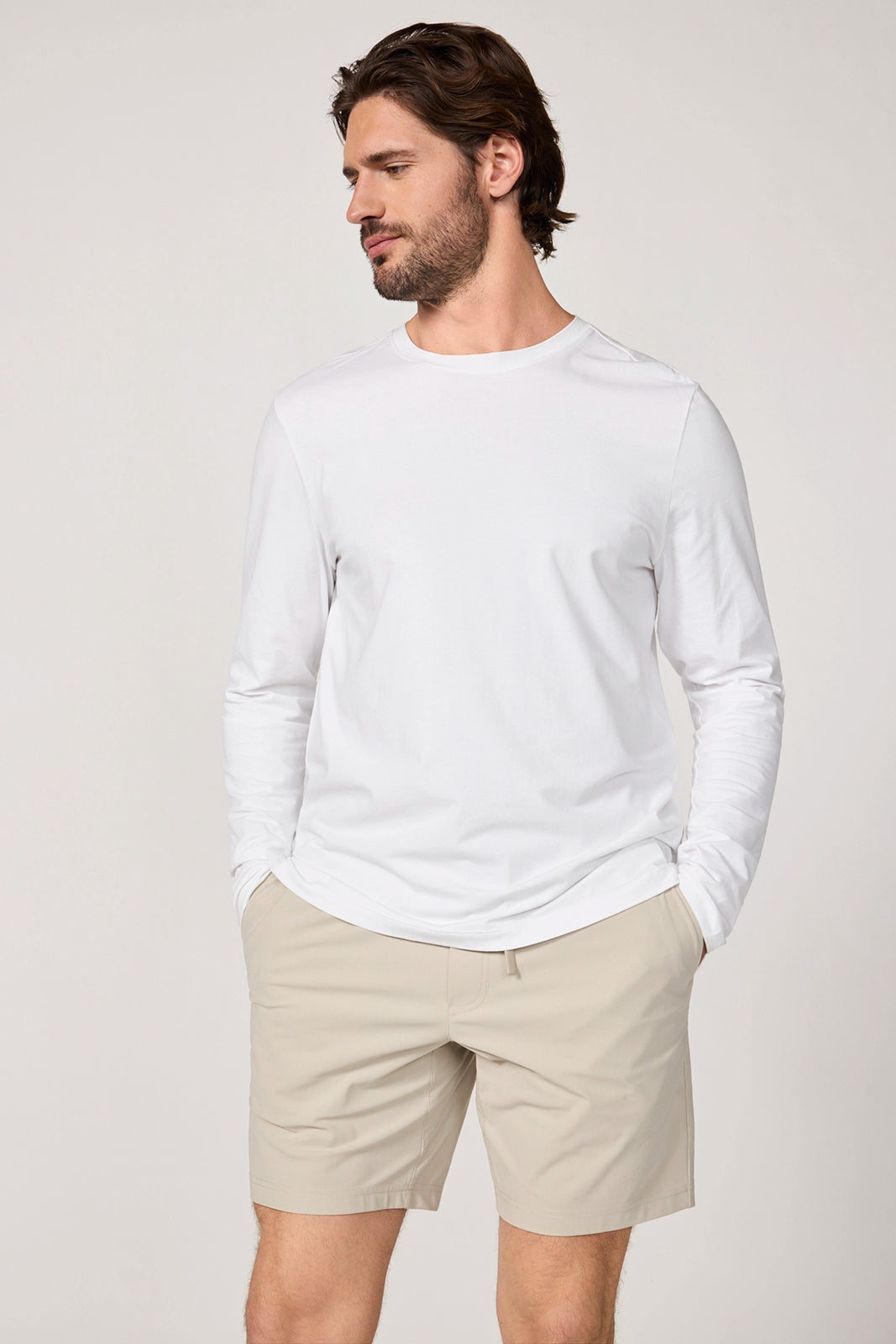 Pima Cotton Long Sleeve Tee - White