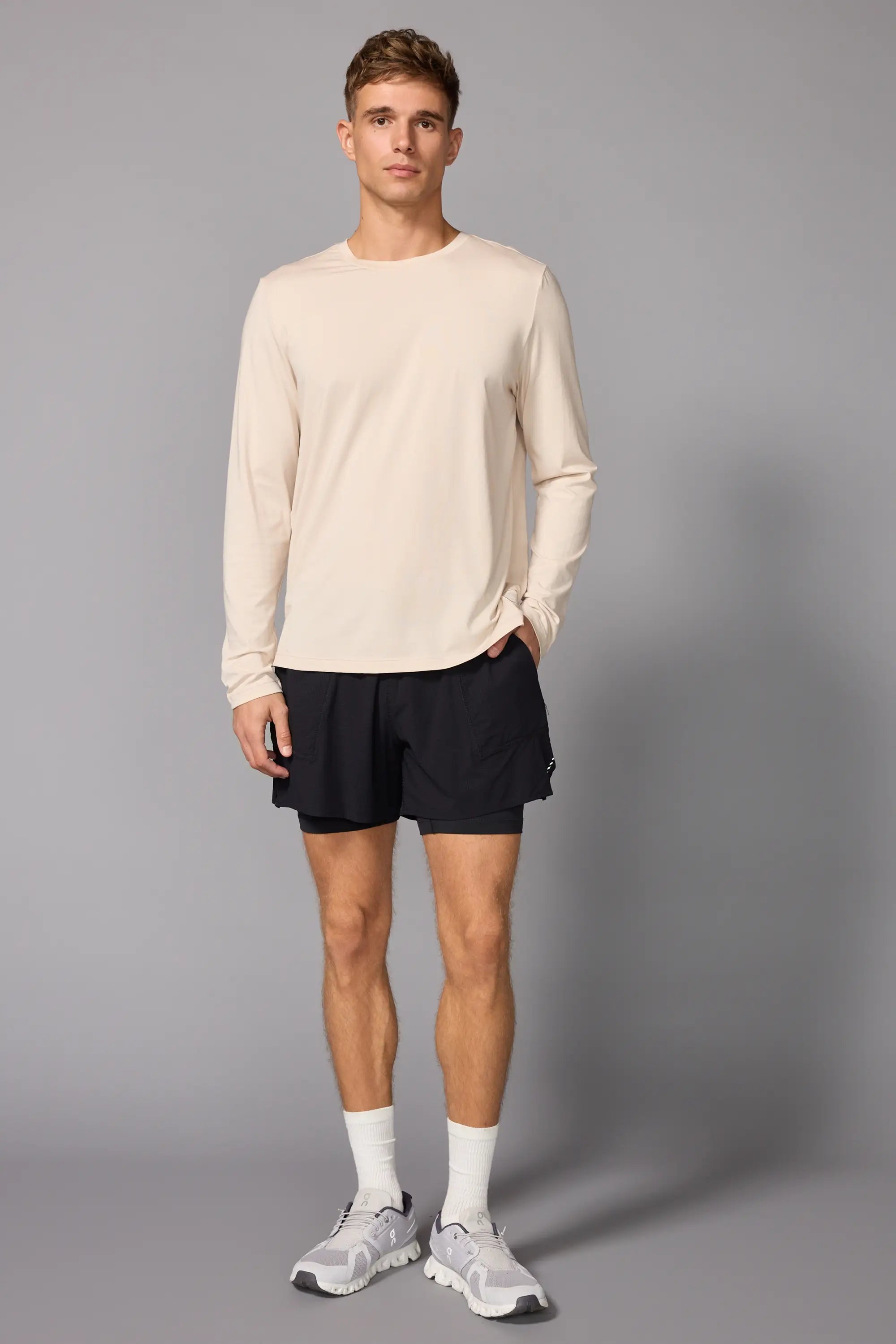 Pima Cotton Long Sleeve Tee - Stone