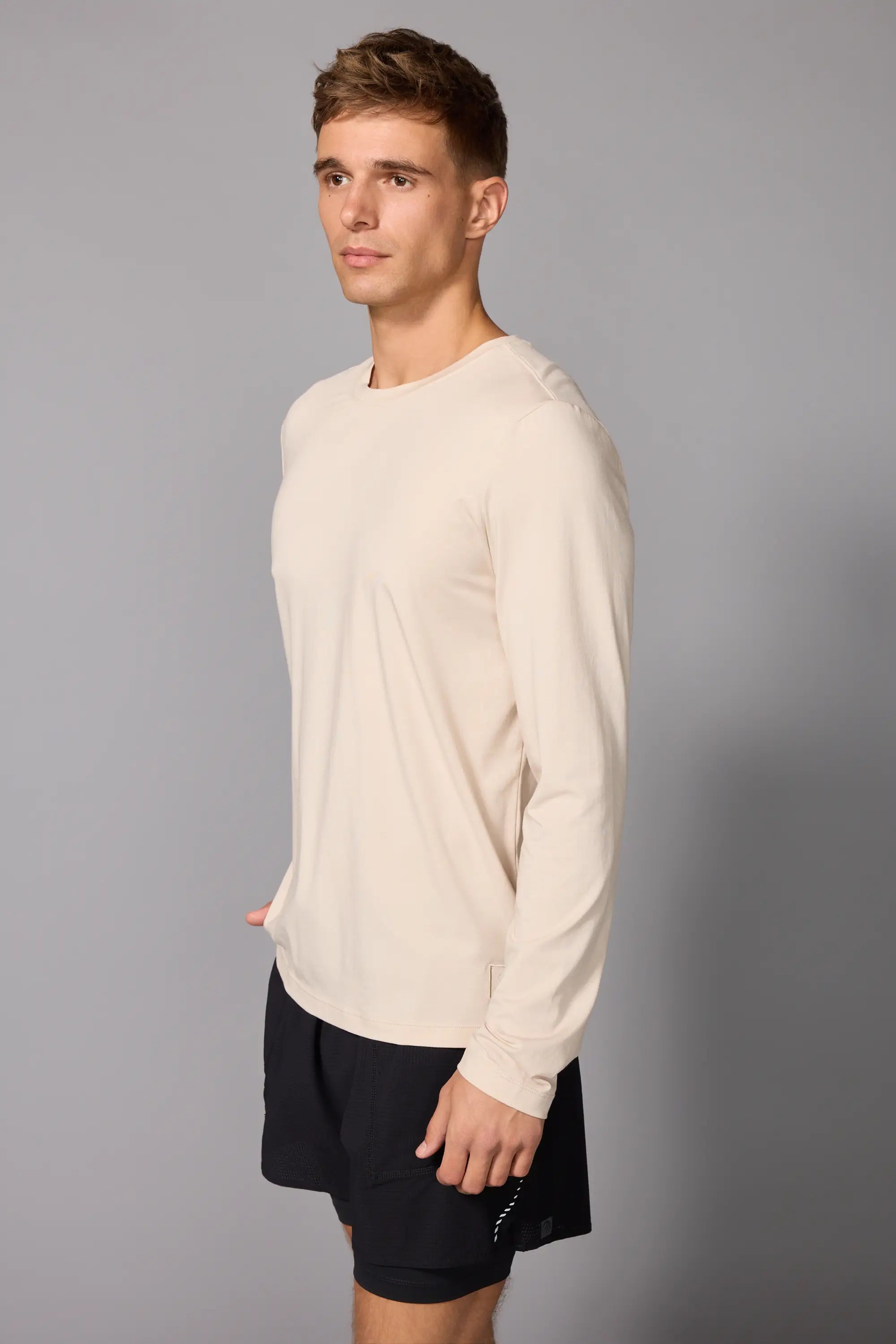 Pima Cotton Long Sleeve Tee - Stone